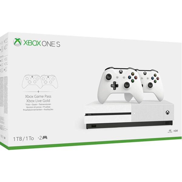 Xbox One - Konsole Slim 1TB #weiss + 2 Controller + Zubehör (mit OVP) (gebraucht)