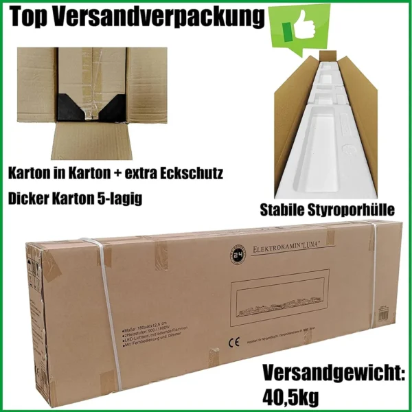 Elektrokamin Wandkamin mit LED Flammensimulation - Farbwechsel - inkl – Image 5