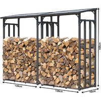 2 Stück Metall Kaminholzregal Anthrazit 130 x 70 x 185 cm Garten