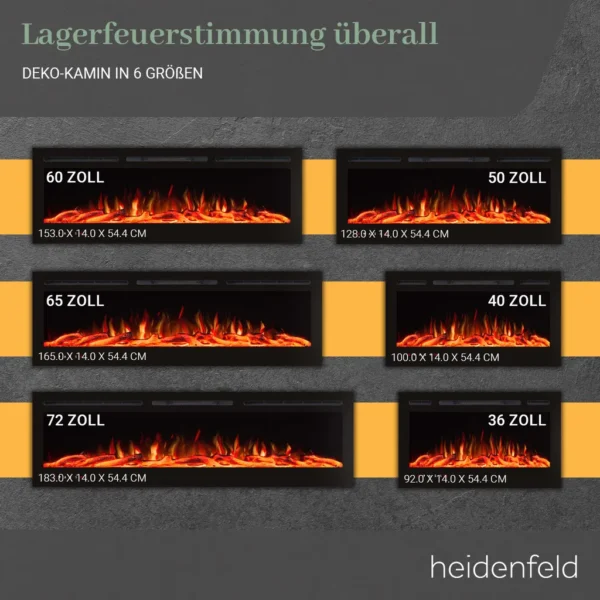 Heidenfeld Elektrokamin HF-WK200, 10 auswählbare LED-Farben – Image 4