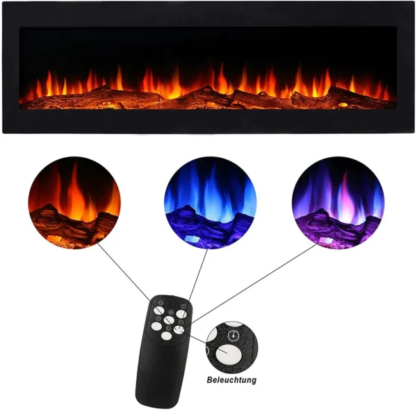 El Fuego® Elektrokamin BOZEN inkl. Fernbedienung mit energiesparender LED-Beleuchtung, Einbaukamin, 150 cm – Image 4