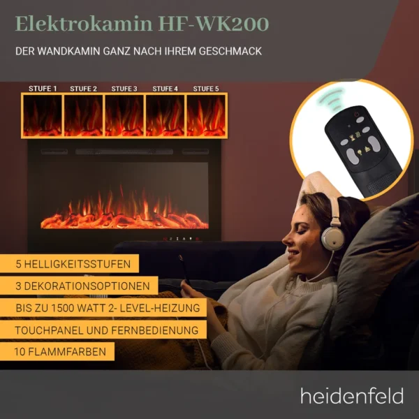 Heidenfeld Elektrokamin HF-WK200, 10 auswählbare LED-Farben – Image 5