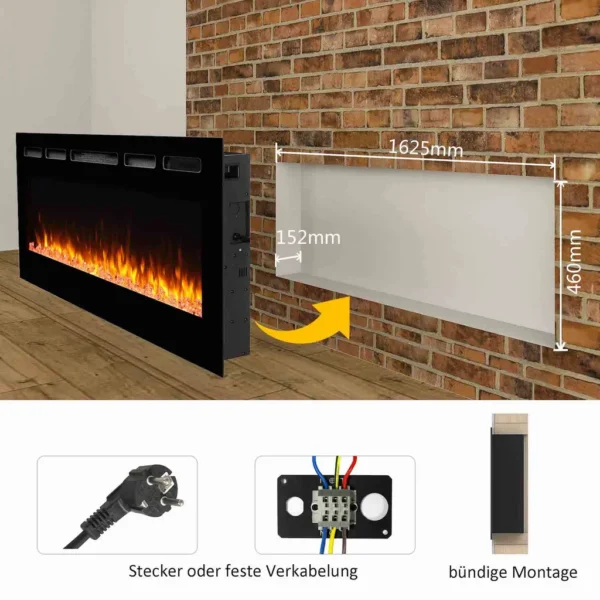 RICHEN Fiamma 68" Elektrokamin - Elektrischer Einbaukamin mit Heizung 1000/2000 W – Image 4