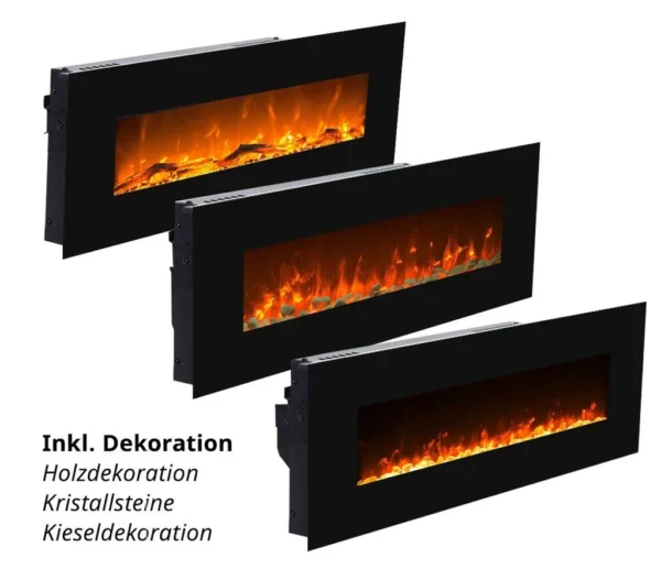 Glow Fire Elektrokamin 'Mars' | LED Wandkamin in schwarz mit Heizung (1500 W) | HxBxT: 55x126x13,6 cm – Image 5