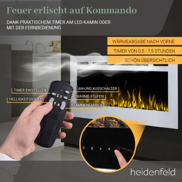 Heidenfeld Elektrokamin HF-WK200, 10 auswählbare LED-Farben – Image 3