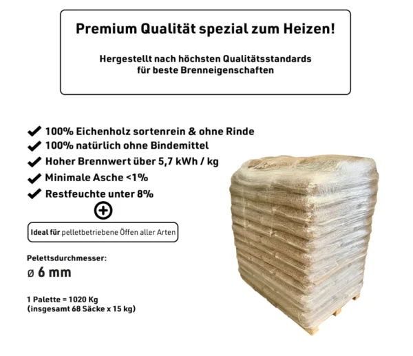 Hartholz Pellets 6 mm 100% Eiche – Image 2
