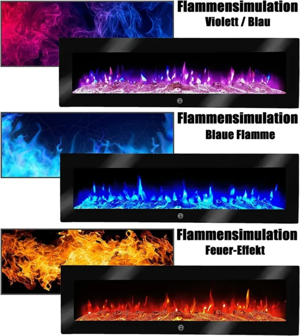 Elektrokamin Wandkamin mit LED Flammensimulation - Farbwechsel - inkl – Image 4