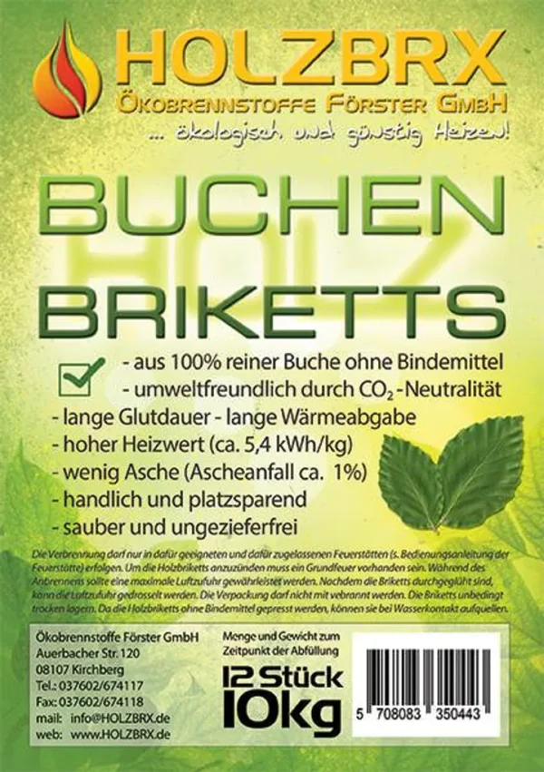 RUF Holzbriketts aus BUCHE 96x10kg Briketts, 960kg gesamt – Image 3