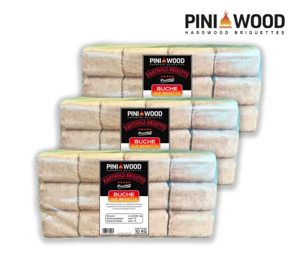 PINI 30 kg Holzbriketts 100% Buche Hartholzbriketts – Image 2