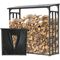 Metall Kaminholzregal Anthrazit 143 x 70 x 145 cm Garten