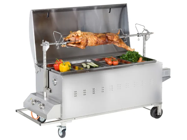 tepro Gasgrill Columbus für Spanferkel inkl. Motor Edelstahl mit 2 Brennern