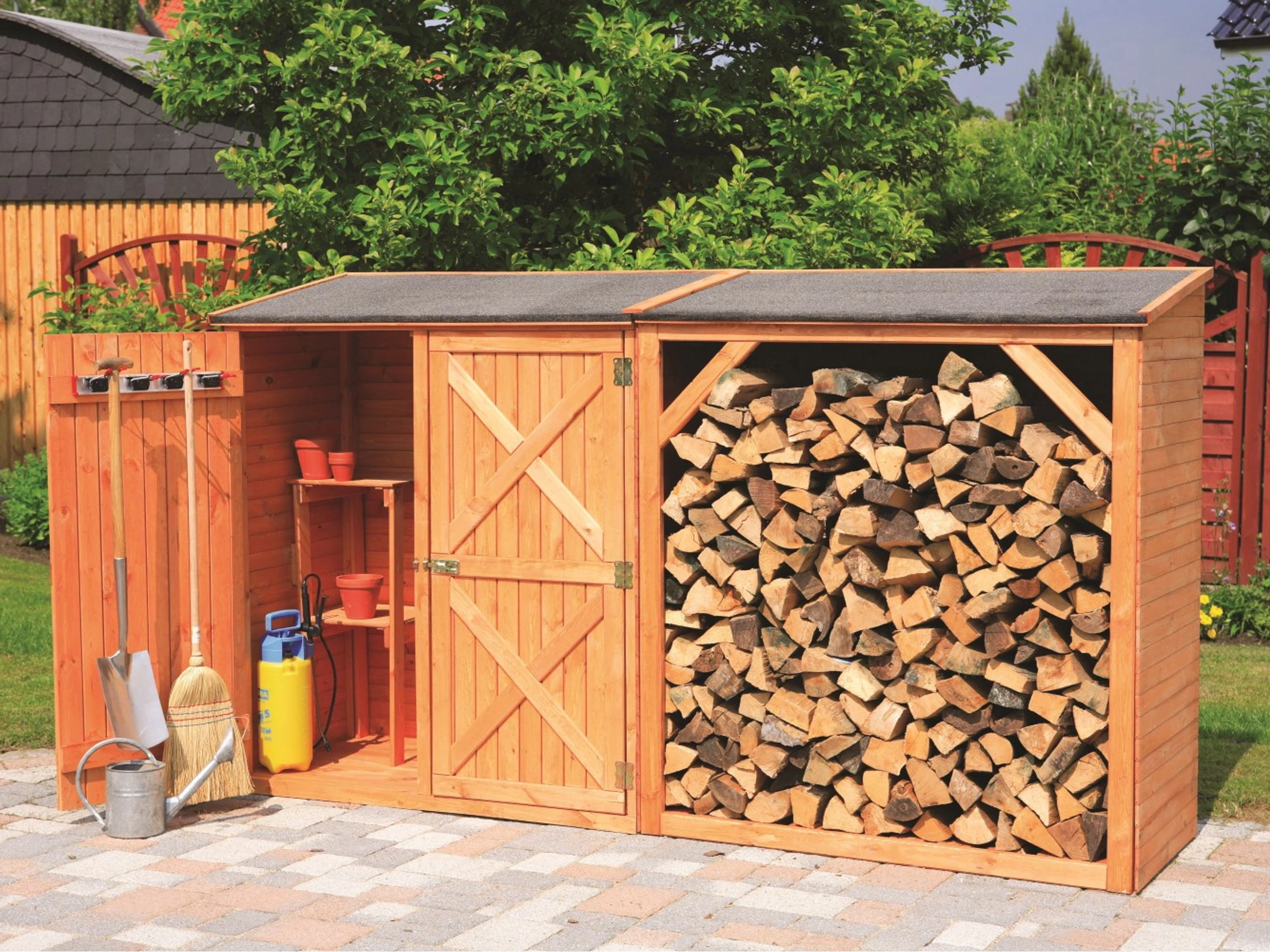 Kaminholzkombination Pforzheim mit Doppelschrank