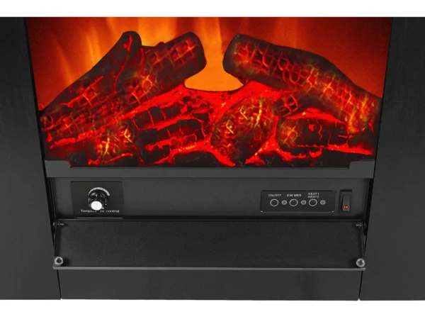 EL Fuego Elektrokamin Tessin Schwarz mit Heizung dimmbar 1,8 kW – Image 4