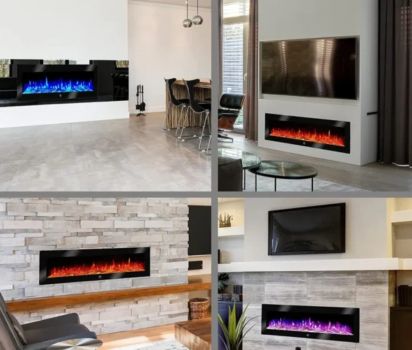 Elektrokamin Wandkamin mit LED Flammensimulation - Farbwechsel - inkl – Image 6