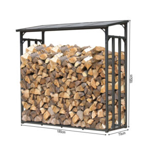Metall Kaminholzregal Anthrazit XXL 185 x 70 x 185 cm Garten Kaminholzunterstand 2,3 m³ Kaminholzlager Stapelhilfe Aussen