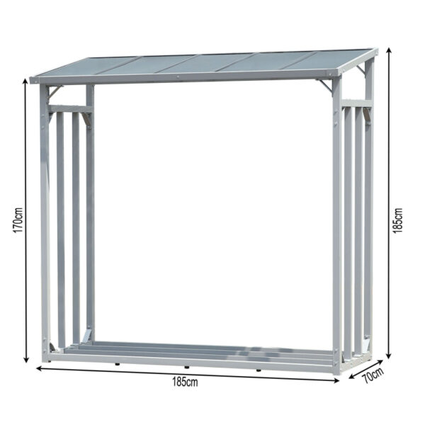 ALUMINIUM Kaminholzregal XXL 185 x 70 x 185 cm Garten Kaminholzunterstand 2,3 m³ Kaminholzlager Stapelhilfe Aussen – Image 2