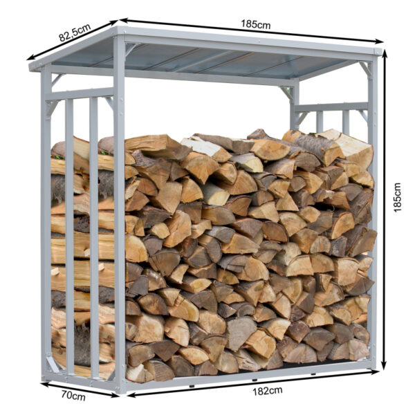 ALUMINIUM Kaminholzregal XXL 185 x 70 x 185 cm Garten Kaminholzunterstand 2,3 m³ Kaminholzlager Stapelhilfe Aussen – Image 5