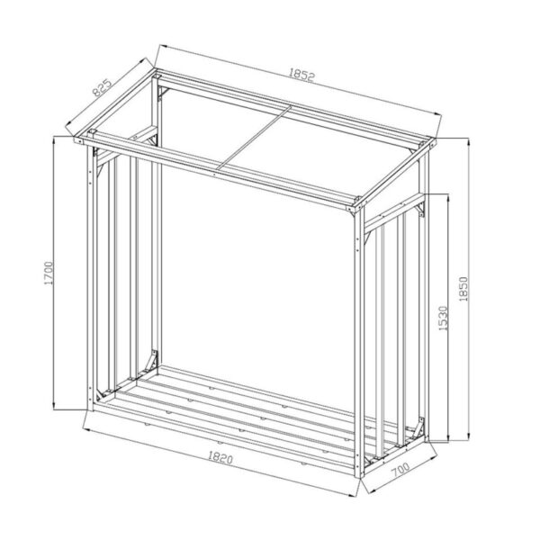 ALUMINIUM Kaminholzregal XXL 185 x 70 x 185 cm Garten Kaminholzunterstand 2,3 m³ Kaminholzlager Stapelhilfe Aussen – Image 8