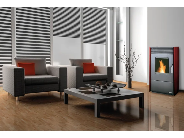Rowi Pellet-Heizofen Easy Premium 9 kW Schwarz-Bordeauxrot EEK: A+ – Image 2