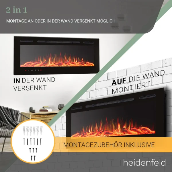 Heidenfeld Elektrokamin HF-WK200, 10 auswählbare LED-Farben – Image 7
