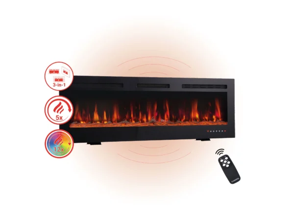 Kaminio Elektrokamin Marlon 3in1 Kamin Heizung 3D-Flammeneffekt 12 Flammen 42" – Image 2