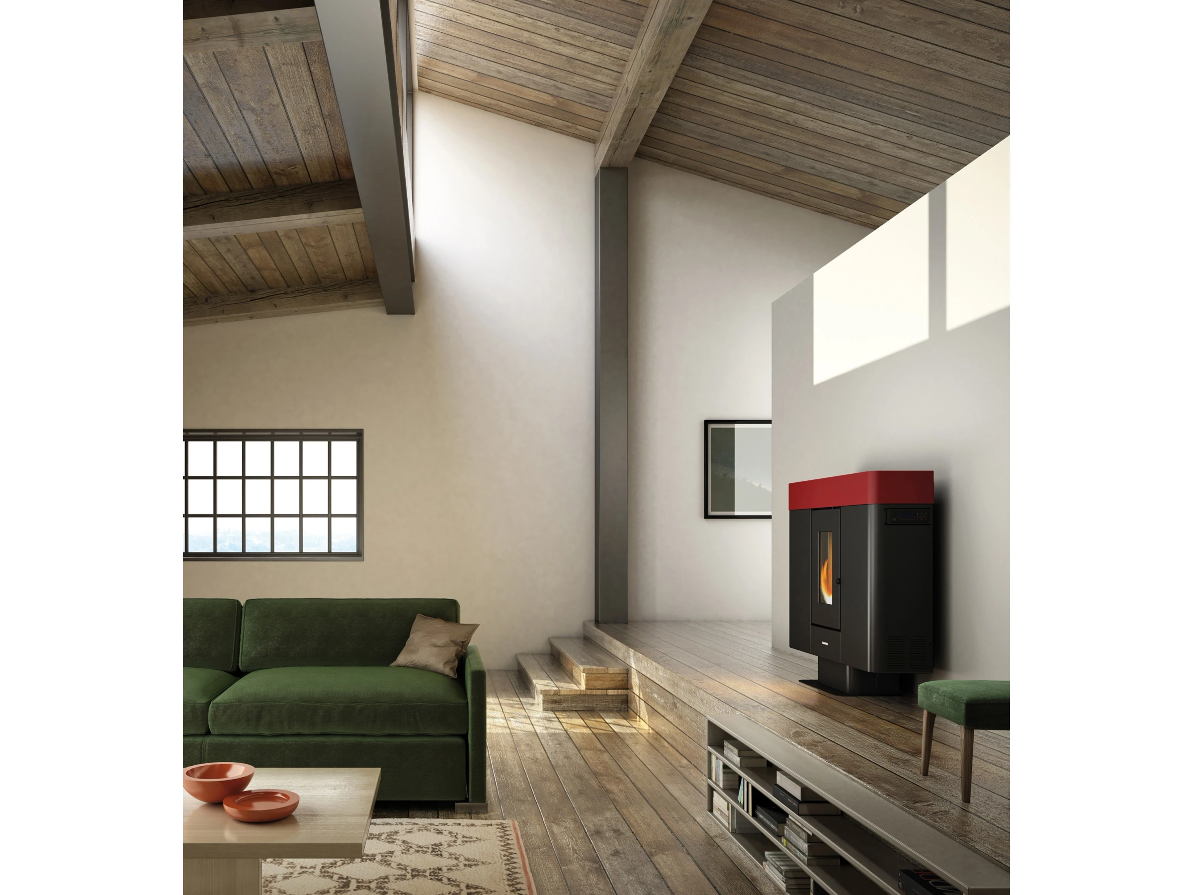 Freepoint Pelletofen Moon Stahl Bordeaux 10 kW EEK: A+ – Image 4