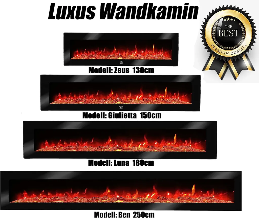 LED Wandkamin Elektrischer Kamin Elektrokamin Kaminofen Luna Heizung 180cm – Image 8