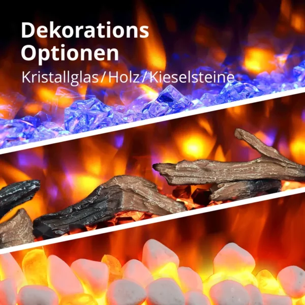 RICHEN Fiamma 68" Elektrokamin - Elektrischer Einbaukamin mit Heizung 1000/2000 W – Image 8