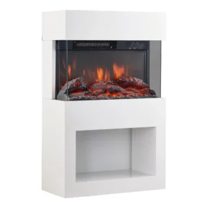 Kaminio Elektrokamin Henri Kaminofen Heizung 3D-Flammeneffekt Holzfach Weiß