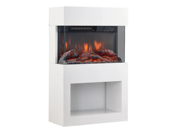Kaminio Elektrokamin Henri Kaminofen Heizung 3D-Flammeneffekt Holzfach Weiß