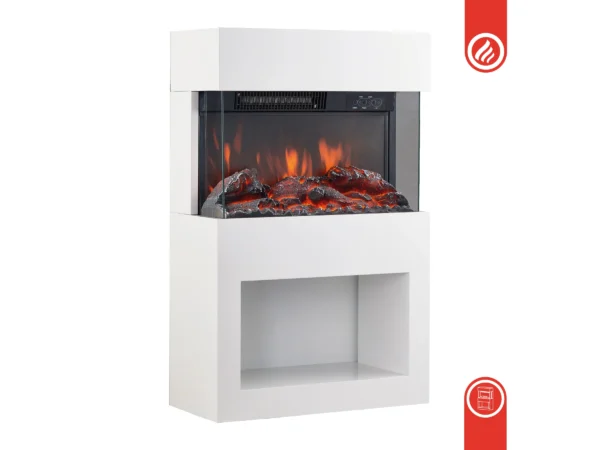 Kaminio Elektrokamin Henri Kaminofen Heizung 3D-Flammeneffekt Holzfach Weiß – Image 3