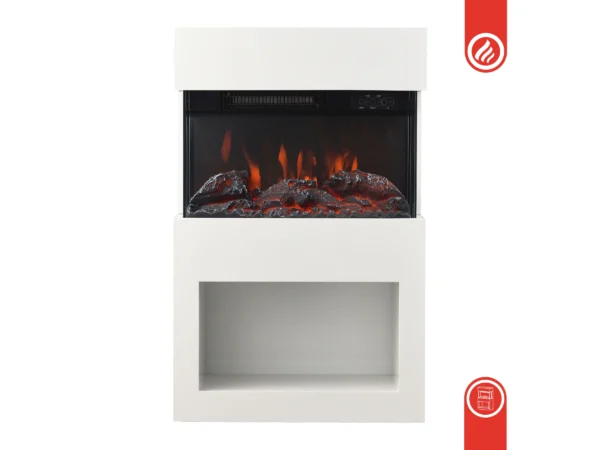 Kaminio Elektrokamin Henri Kaminofen Heizung 3D-Flammeneffekt Holzfach Weiß – Image 5