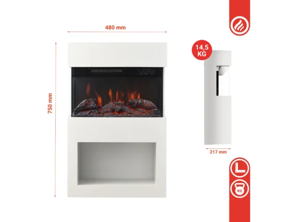 Kaminio Elektrokamin Henri Kaminofen Heizung 3D-Flammeneffekt Holzfach Weiß – Image 6