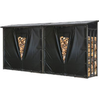 2 Stück Metall Kaminholzregal Anthrazit XXL 185 x 70
