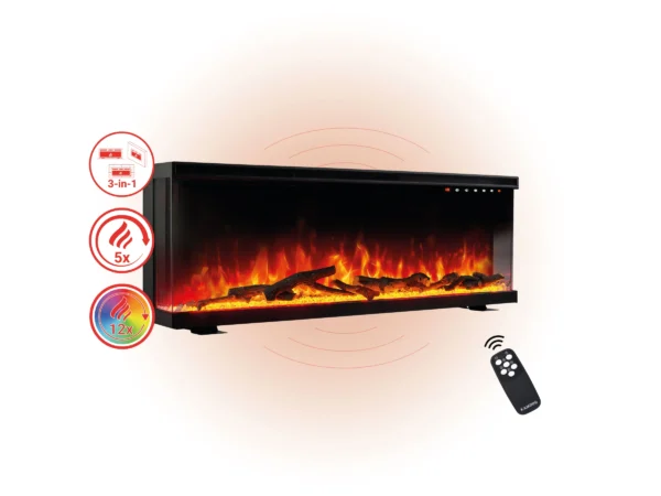Kaminio Elektrokamin LEA 3in1 Kamin Panorama Heizung 3D-Effekt 12 Flammen 42" – Image 3