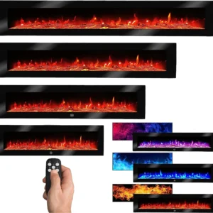 LED Wandkamin Elektrischer Kamin Elektrokamin Kaminofen Luna Heizung 180cm