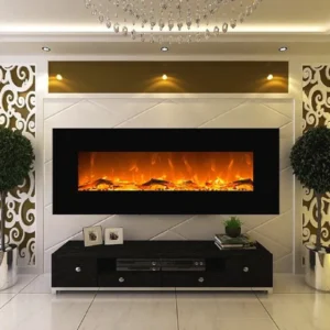 Glow Fire Elektrokamin 'Mars' | LED Wandkamin in schwarz mit Heizung (1500 W) | HxBxT: 55x126x13,6 cm
