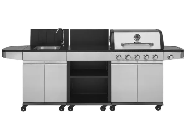 Justus BBQ Gasgrill-Küche Juno 5 Hauptbrenner und 1 Seitenbrenner Edelstahl