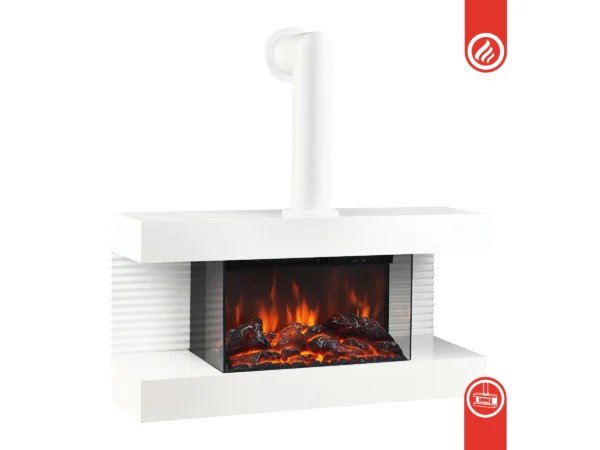 Kaminio Elektrokamin Liz Wandkamin Heizung 3D-Flammeneffekt Ambilight Rohr Weiß – Image 5