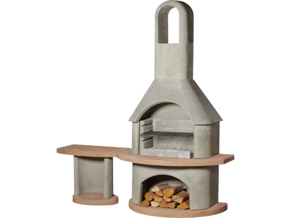 Buschbeck Grillkamin Carmen mit Tisch Grau-Terrakotta