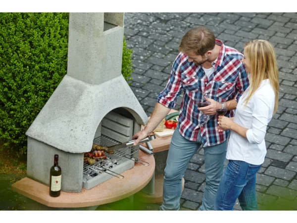 Buschbeck Grillkamin Carmen mit Tisch Grau-Terrakotta – Image 2