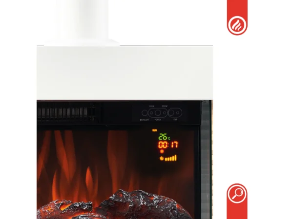 Kaminio Elektrokamin Liz Wandkamin Heizung 3D-Flammeneffekt Ambilight Rohr Weiß – Image 7