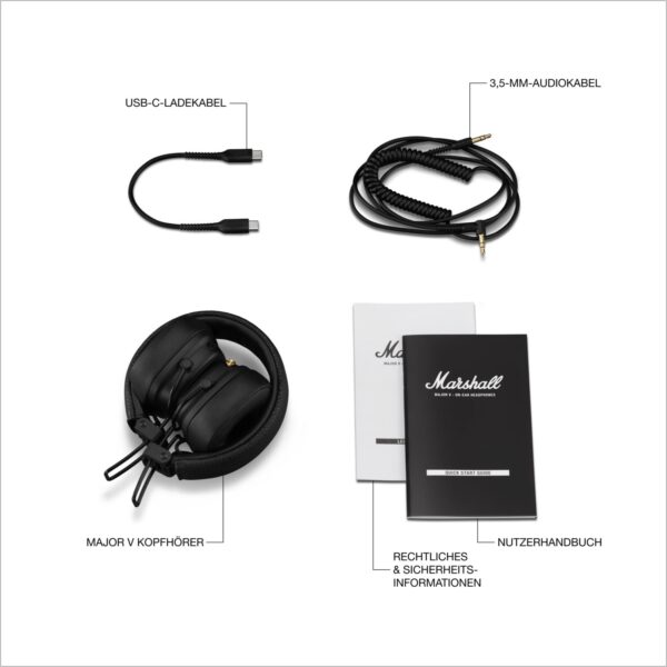 Marshall Major V kabelloser On-Ear Kopfhörer schwarz – Image 7