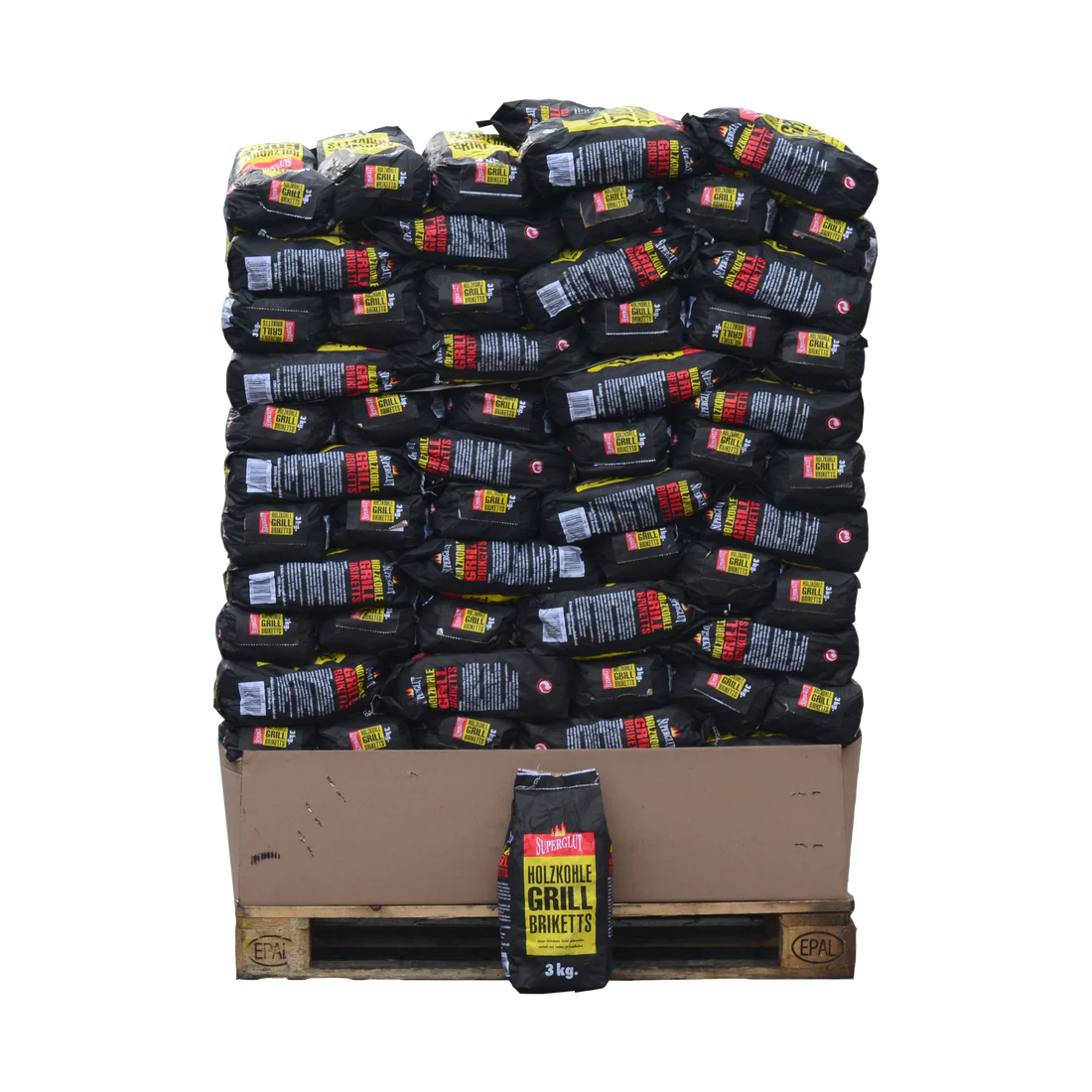 Holzkohlebriketts Palette