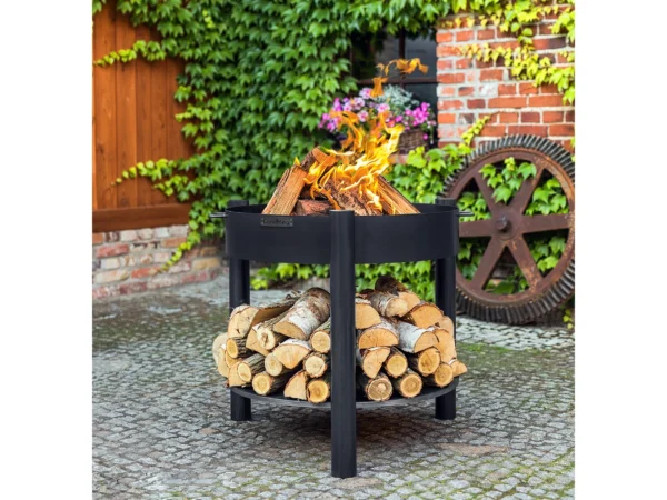 CookKing Feuerschale Stahl Montana Inkl. Holzlager Ø 80 cm x 80 cm Schwarz – Image 2