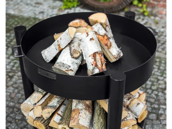 CookKing Feuerschale Stahl Montana Inkl. Holzlager Ø 80 cm x 80 cm Schwarz – Image 3