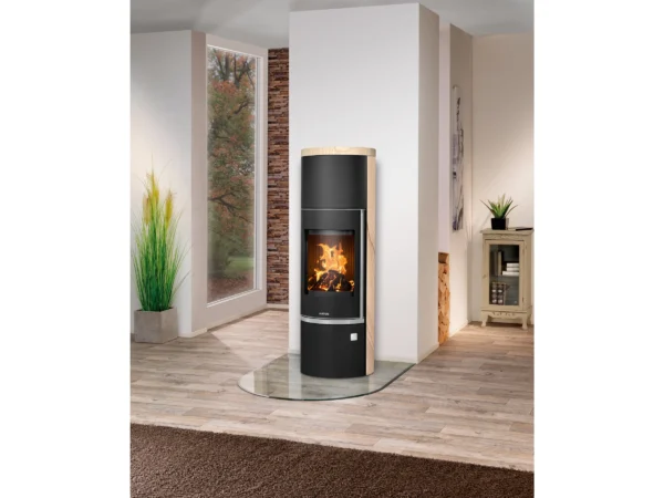 Justus Kaminofen Faro W+ 2.0 Stahl Schwarz mit Sandstein Holzoptik 7 kW EEK: A+ – Image 4