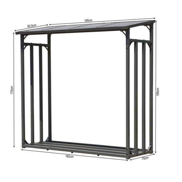 Metall Kaminholzregal Anthrazit XXL 185 x 70 x 185 cm Garten Kaminholzunterstand 2,3 m³ Kaminholzlager Stapelhilfe Aussen – Image 3