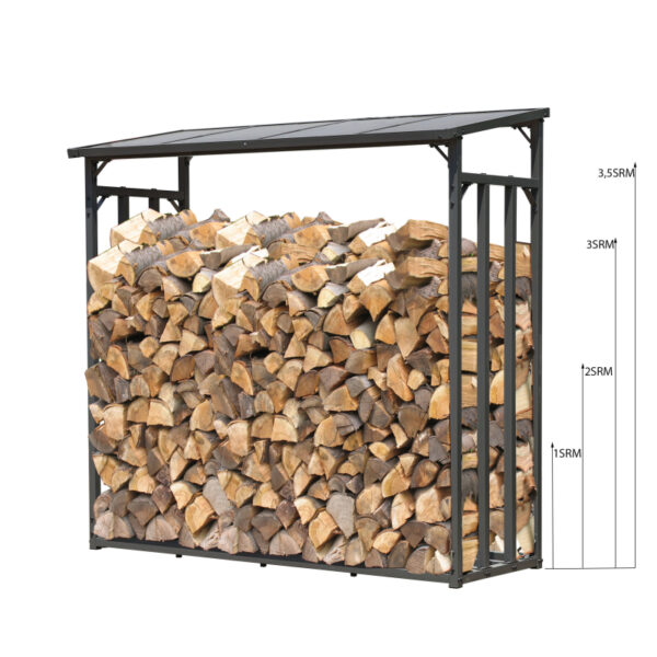 Metall Kaminholzregal Anthrazit XXL 185 x 70 x 185 cm Garten Kaminholzunterstand 2,3 m³ Kaminholzlager Stapelhilfe Aussen – Image 4