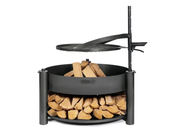 CookKing Feuerschale Stahl Montana X Inkl. Holzlager Ø 88 cm x 110 cm Schwarz